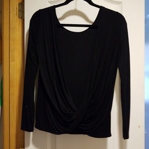 Black long sleeve open back top